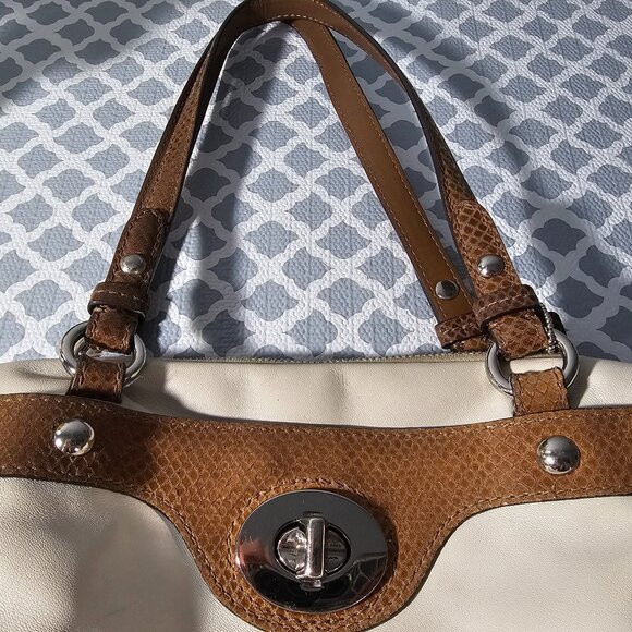 Coach Penelope 16529 Ivory Leather Handbag with Brown Snakeskin Trim – EUC - Picture 16 of 16
